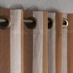 brown striped curtains on eyelets