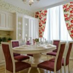 country curtains with red flowers