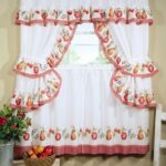 country curtains with red ruffles