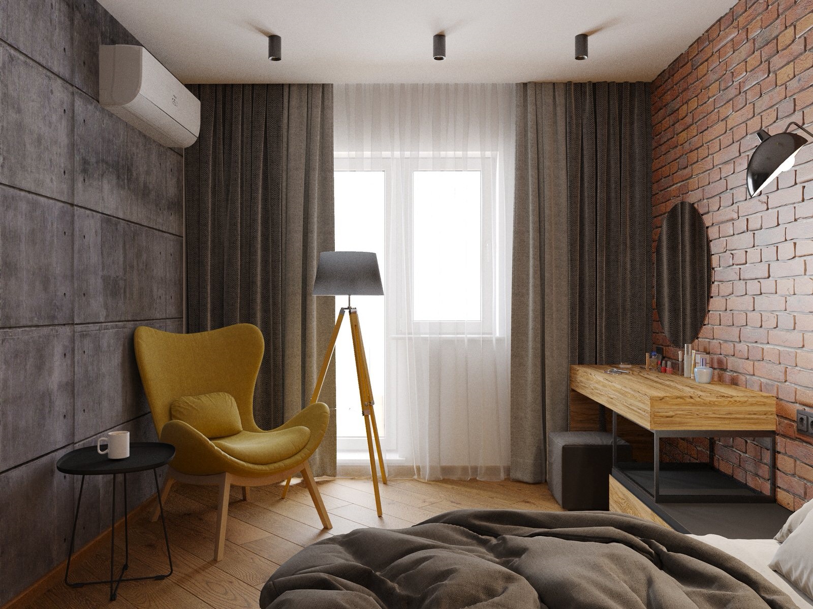 curtains loft in the bedroom