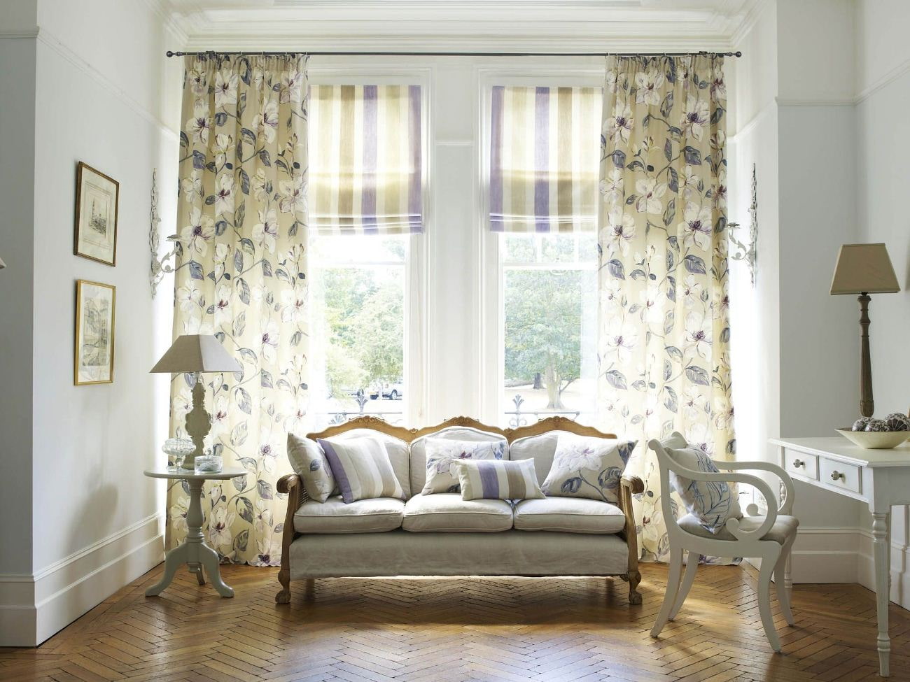 combination of curtains with furniture