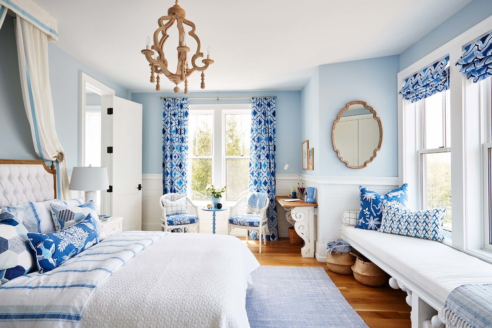 blue curtains decor photo