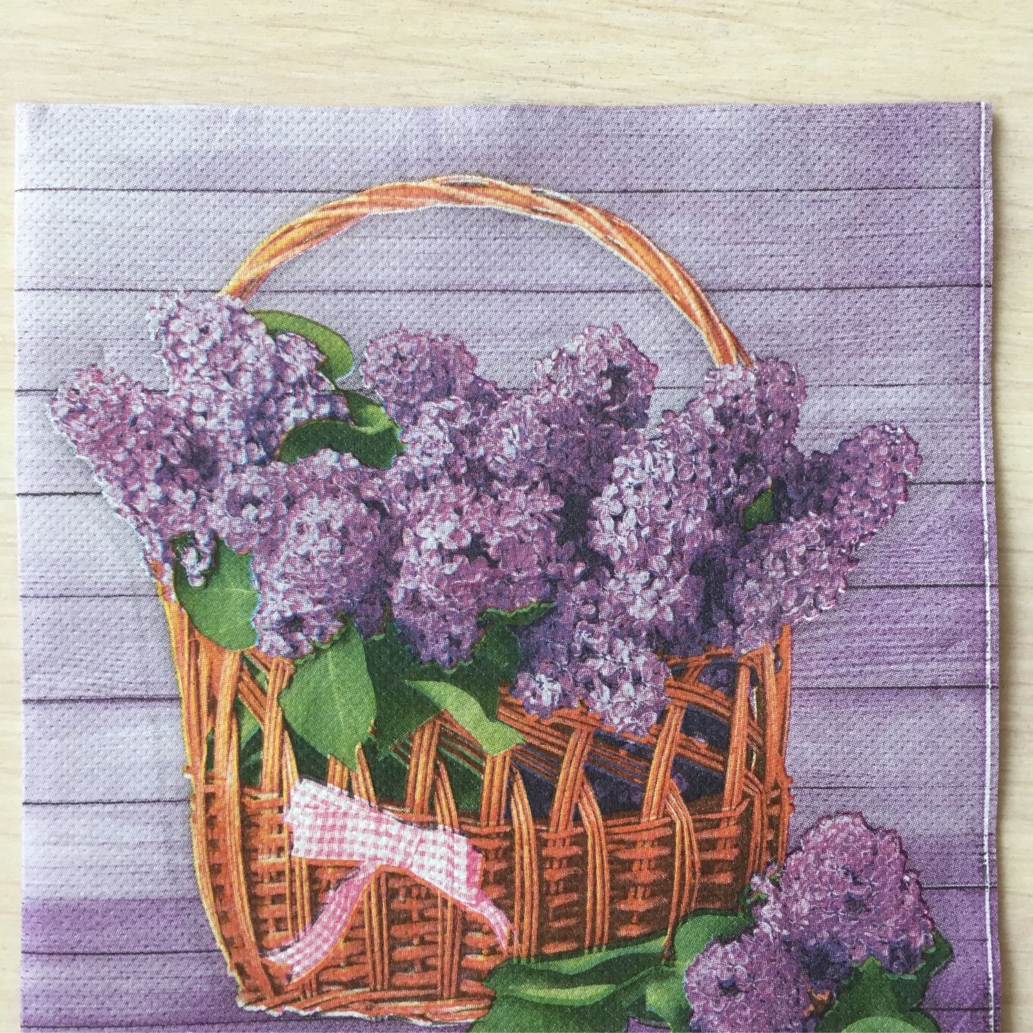 panel of napkins with lilacs