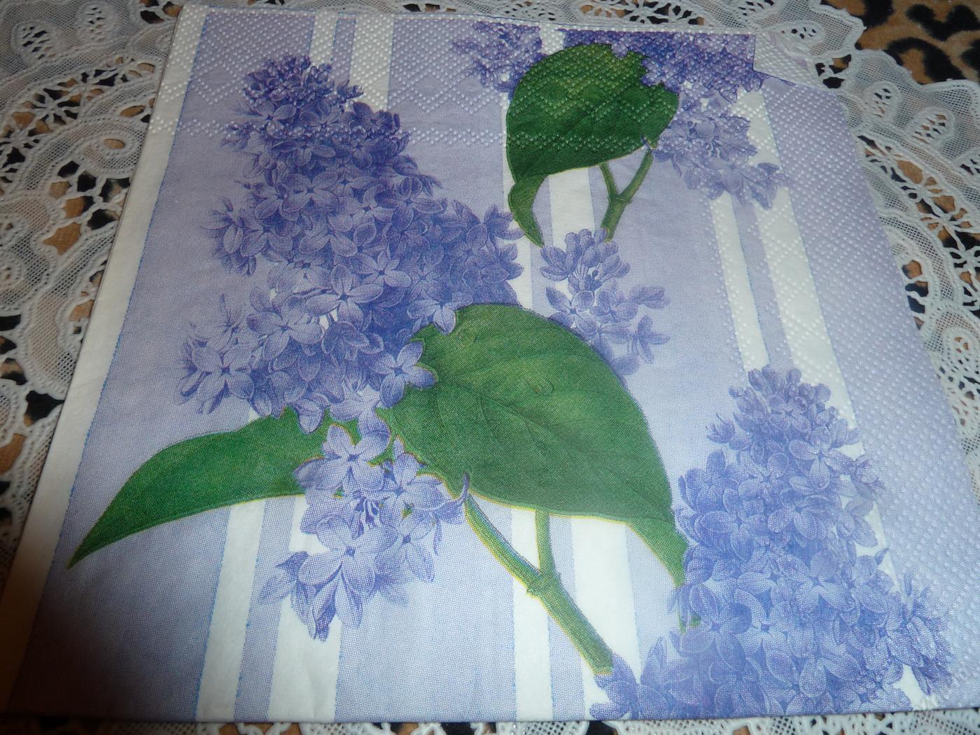 decoupage napkins with lilac