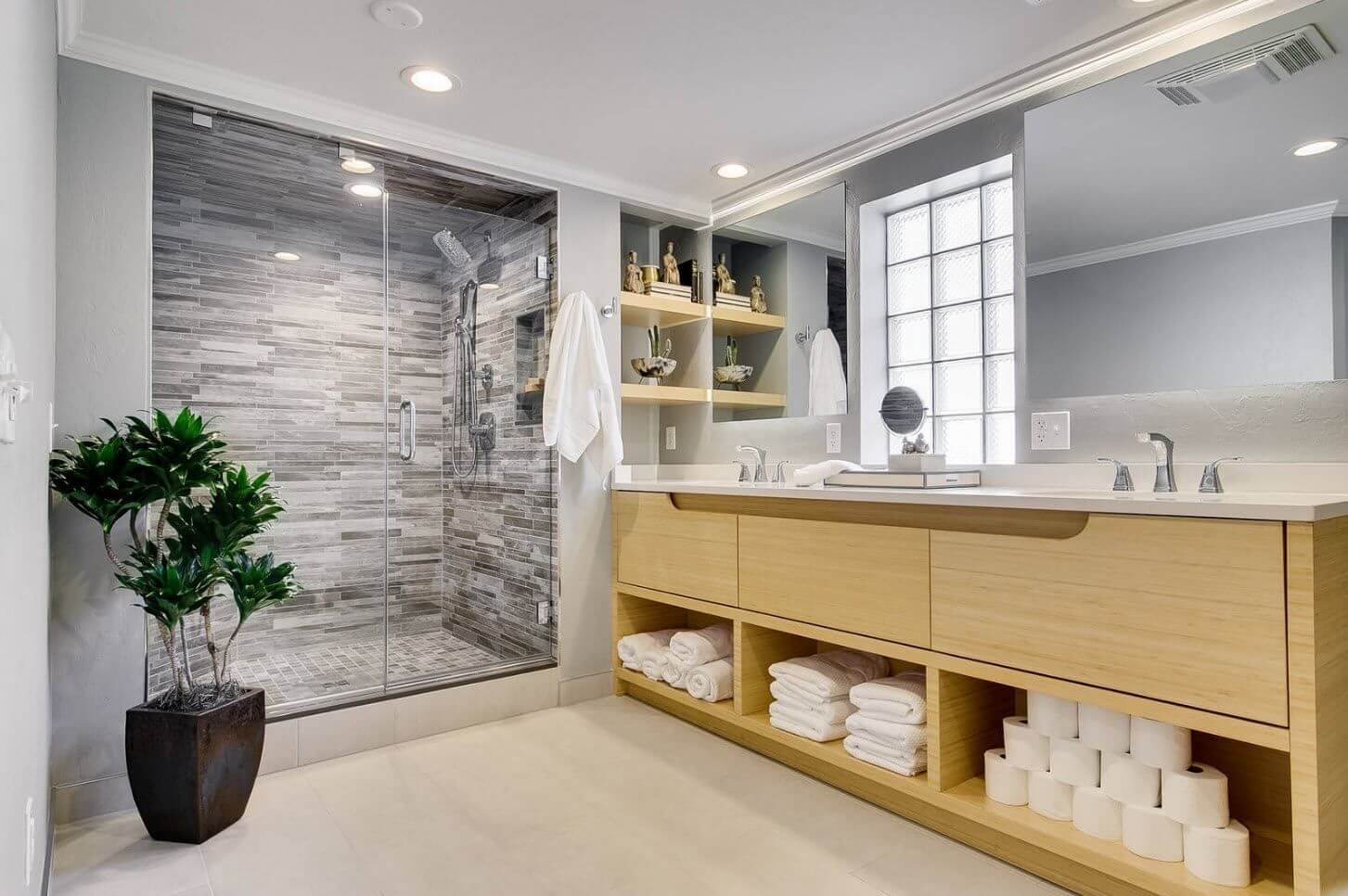 shelving in the bathroom