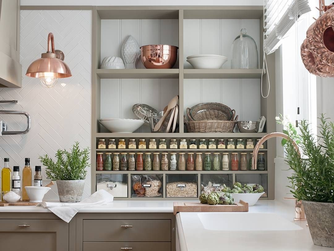 shelving in the kitchen