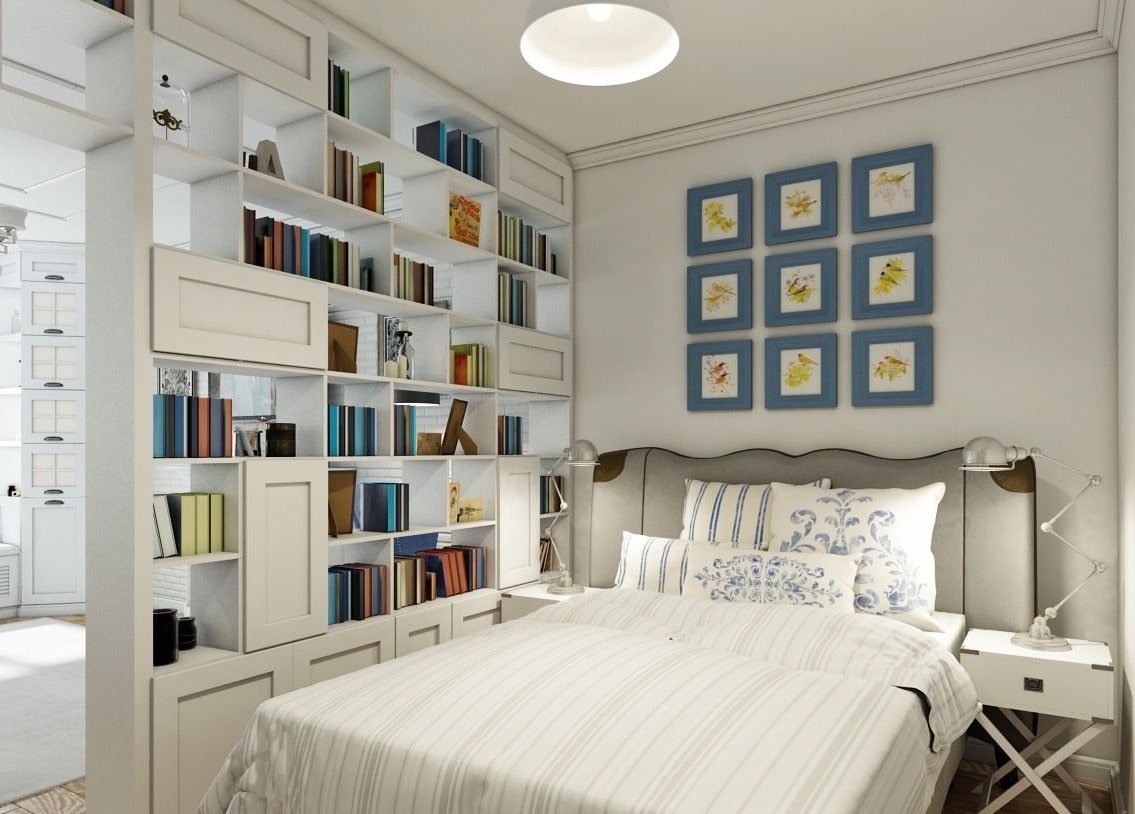 bedroom with shelving