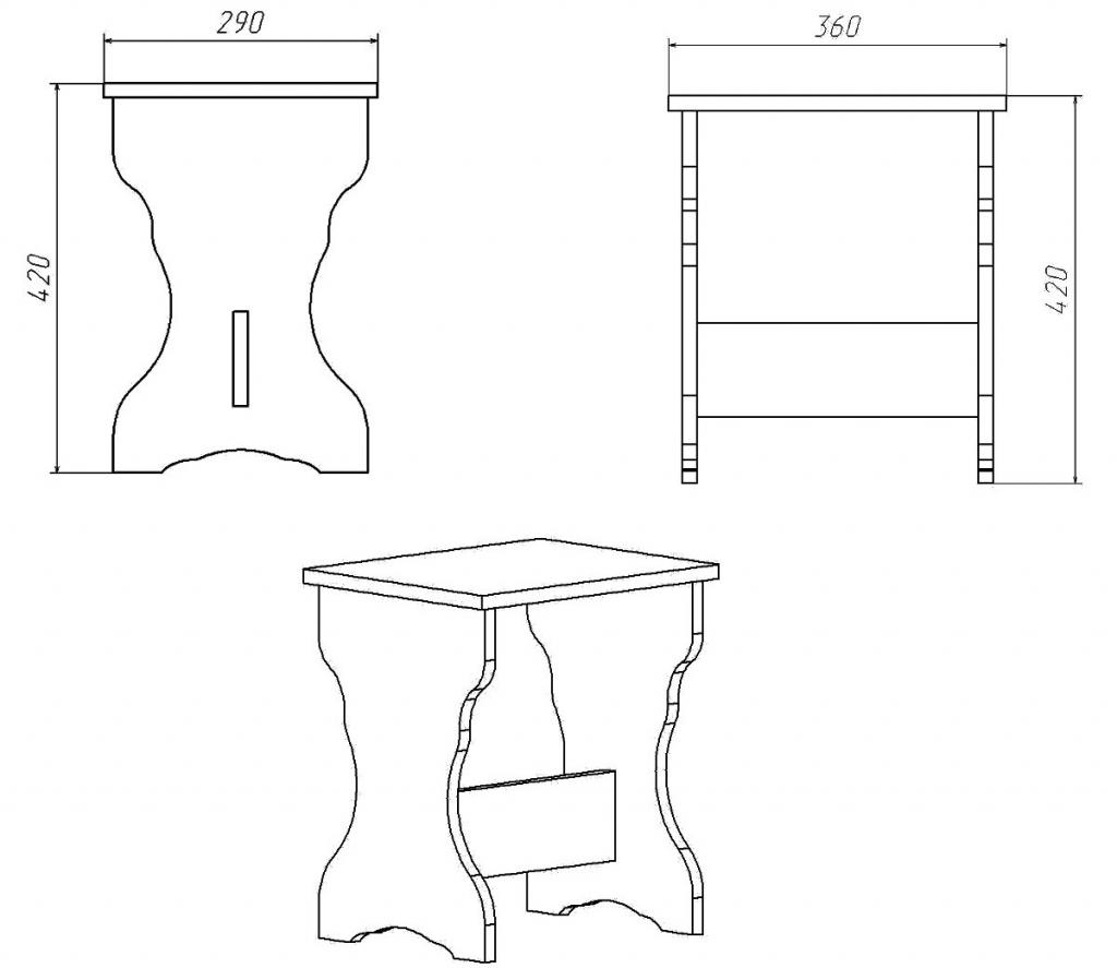 drawing of a plywood stool