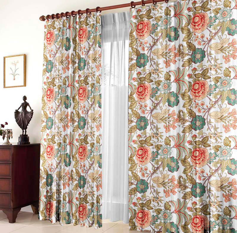 coarse calico curtains