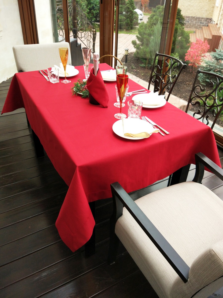 red tablecloth