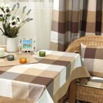 checkered tablecloth brown