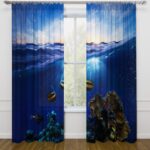 gabardine curtains with ocean