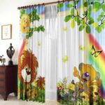 gabardine curtains with lion cub