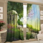 gabardine curtains with landscape