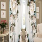 gabardine curtains with roses