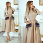 dress with fur gabardine