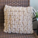 tunisian knit pillow with roses