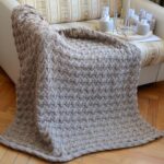 tunisian knit gray plaid