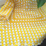 tunisian knit yellow plaid