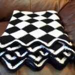 plaid tunisien en tricot noir et blanc