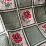 tunisian knit plaid with flowers