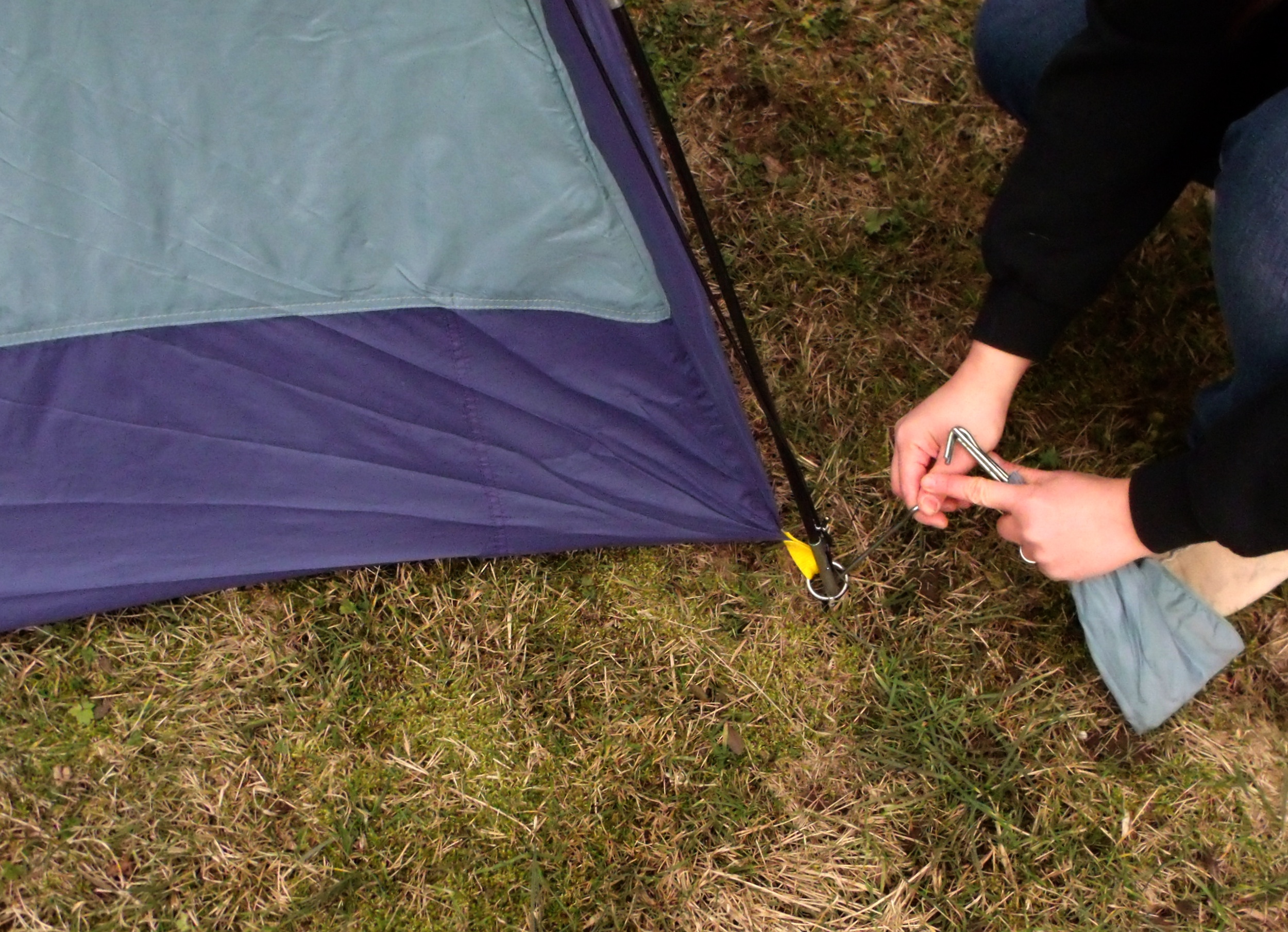 setting up a tent