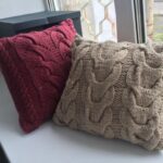 knitted pillows with big wasps