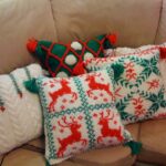 knitted pillows with reindeer