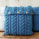 knitted pillows blue