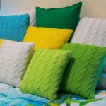 knitted cushions green