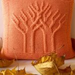 coral knitting pillow