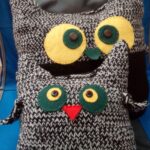 owl knitting pillow with eyes