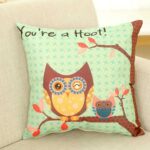 decorative pillow with brown owl