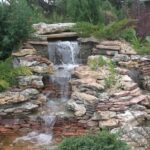 decorative waterfall from stones cascading