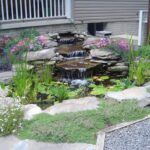 decorative waterfall of flat stones