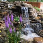 decorative waterfall with lavender