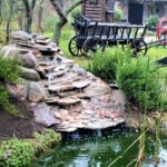 decorative waterfall with cart