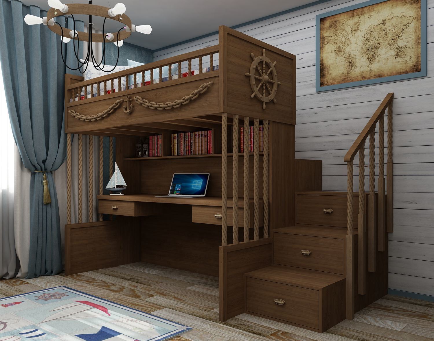 loft bed with work area