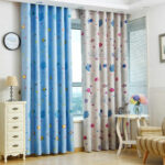 multi-colored curtains in the nursery