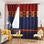 blue curtains with ornament