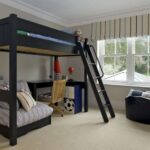 loft bed with a working area for children