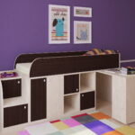 loft bed with work table decor photo