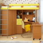 loft bed with work table photo decoration