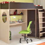 loft bed with work table decoration photo