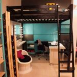 loft bed with work table types of photo