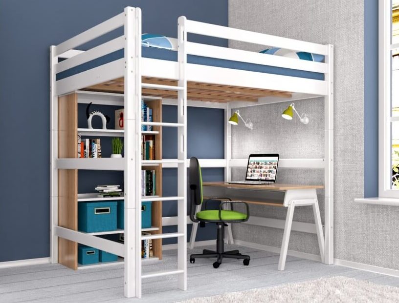 loft bed with work area design