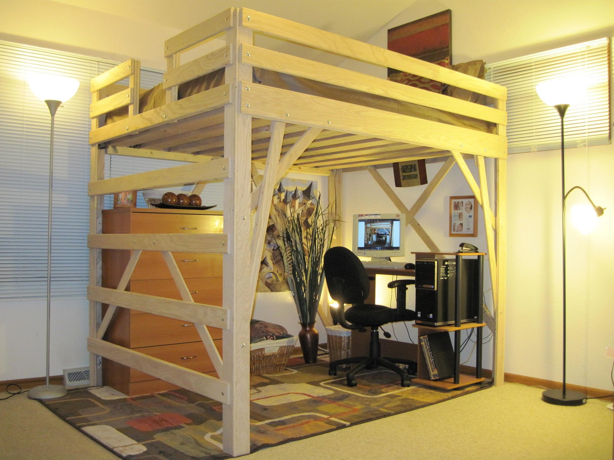 loft bed with work area photo design