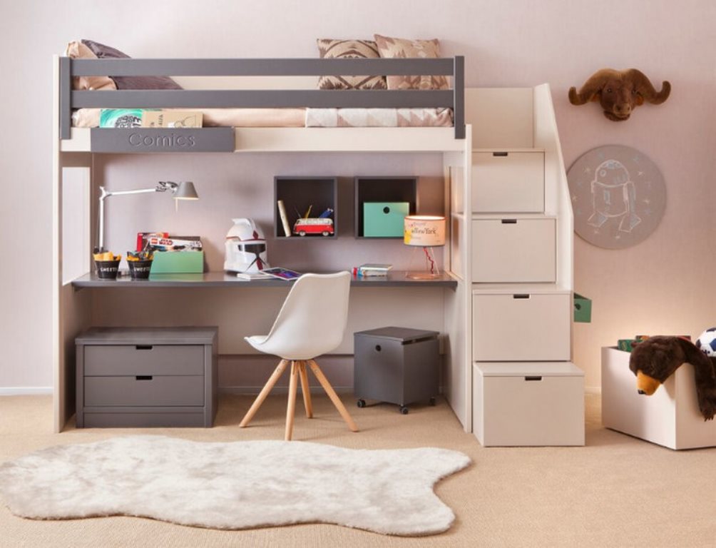 loft bed with work area photo ideas