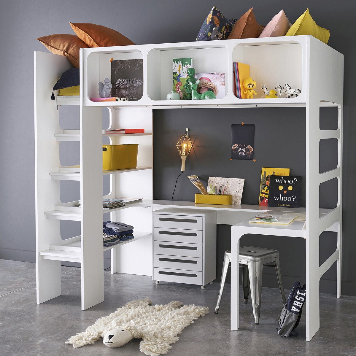 loft bed with work area photo