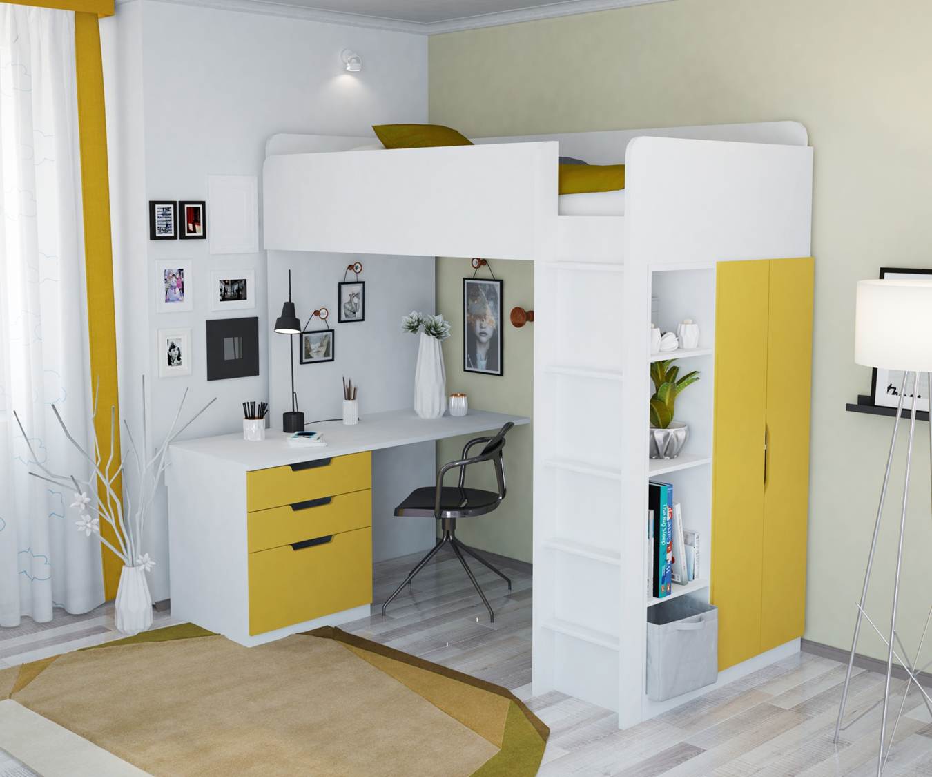 loft bed with work area